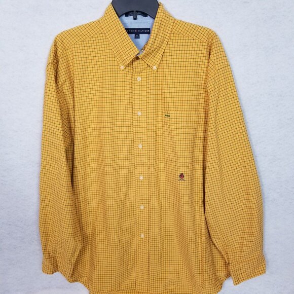 LOT OF 2 TOMMY HILFIGER Button Collar L/S Casual Shirts Yellow XL ~ 4488 - Picture 3 of 13